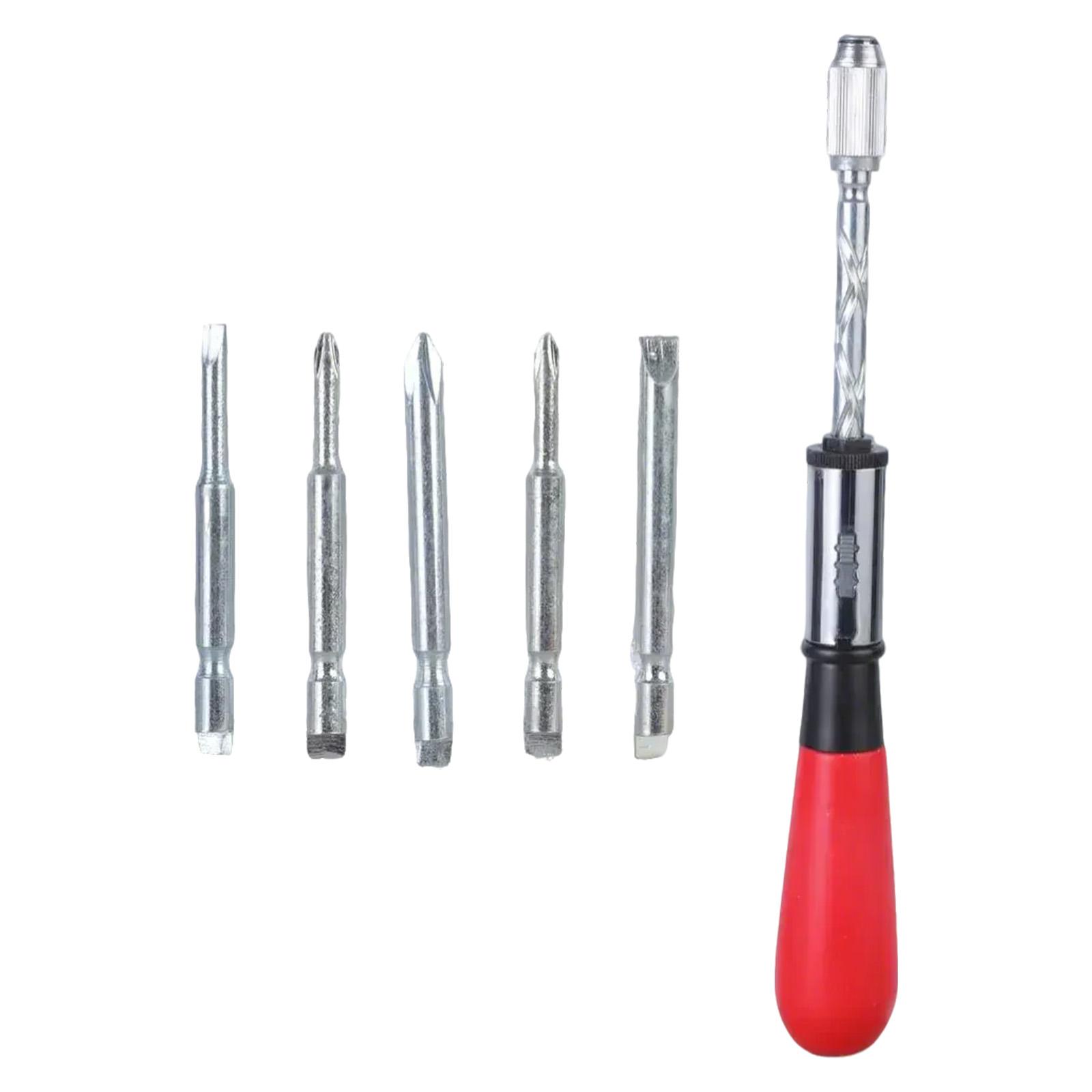 

Press Type Semi Automatic Spiral Screw Driver Hand Pressing Ratchet Screwdriver Tool Multi-bit Screwdriver Enduring