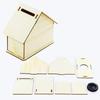 Wooden House Storage Box DIY Painting Blank Wood Holder Money Candy Container Desktop Home Box  Wood Color