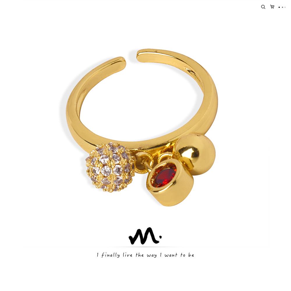 

European and American Style Copper Zircon Diamond Pendant Open Ring for Women Size 7