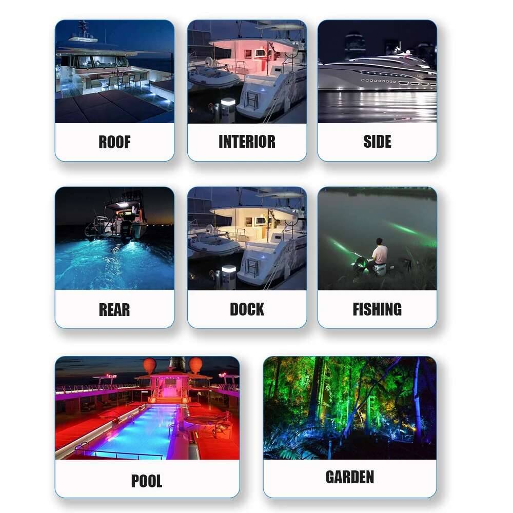 27LED 12V Transom Underwater Pontoon Ship Boat Accessories Stainless Steel Waterproof Marine Light IP68