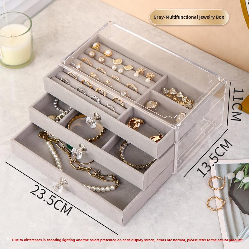 Elegante joyero multicapa con gran capacidad para pendientes, collares y anillos