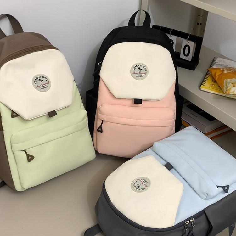 Schoolbag Japanese splicing girl book large capacity high school student junior high school student bag high value contrast color small fresh backpack
