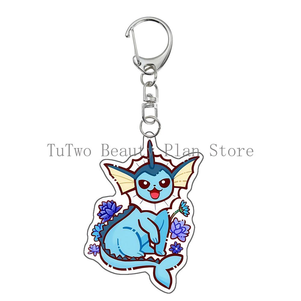 Anime Flower Eevee Espeon Umbreon Vaporeon Sylveon Jolteon Kawaii Cartoon Acrylic Keychain Women Bag Pendant Jewelry Accessories