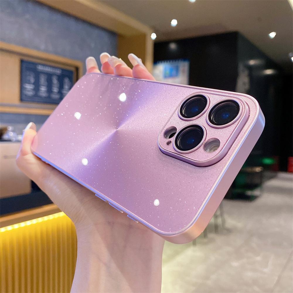 Luxury Laser Aurora Glossy Bling Glitter Phone Case For iPhone 17 16 15 14 13 12 11 Pro Max 16 Plus Lens Camera Protection Cover