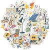35pcs-100pcs Cartoon Retro Decals Playful Music Vintage Stickers Stationery Stickers For Guitar Suitcase Laptop