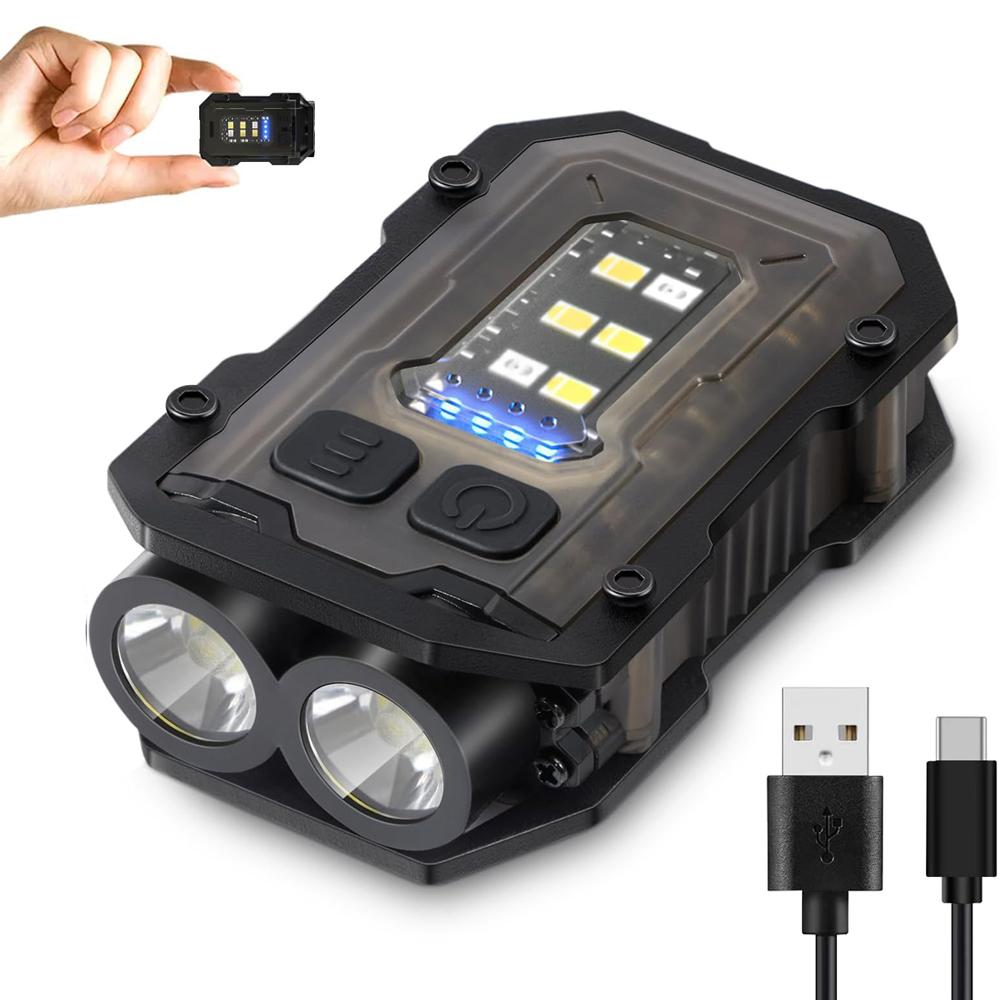 8 Modes Waterproof Mini Keychain Flashlight Magnet USB C Rechargeable EDC 800 High Lumens LED&COB Portable Clip on Flashlights