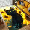 1pc Black Cat Sunflowers Themed Rug for Home Decor, Non-slip Office Carpet, Chair Mat, Outdoor Mat, Christmas and Halloween Gifts-0731042