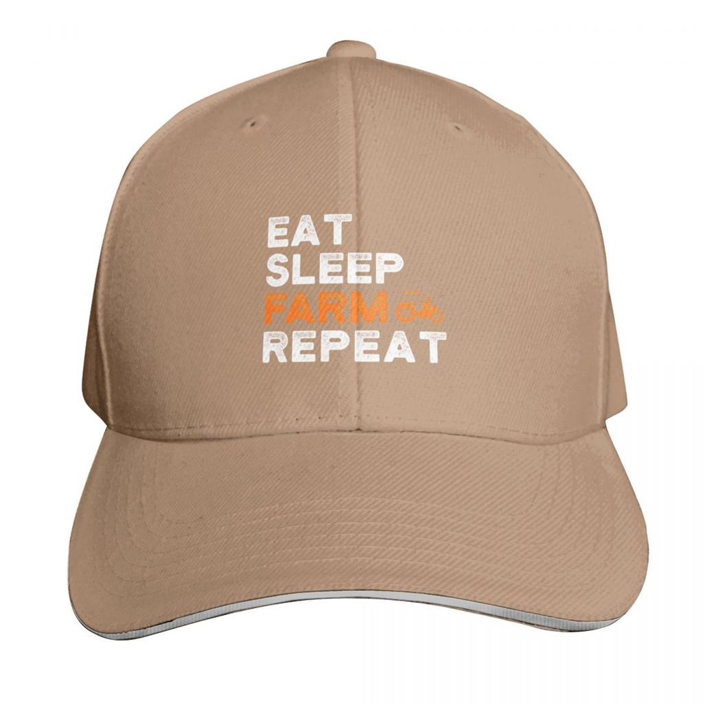 Eat Sleep Farm Repeat Baseball Cap Sunscreen Snapback Cap Summer Hat Vintage Women Hats Unisexs