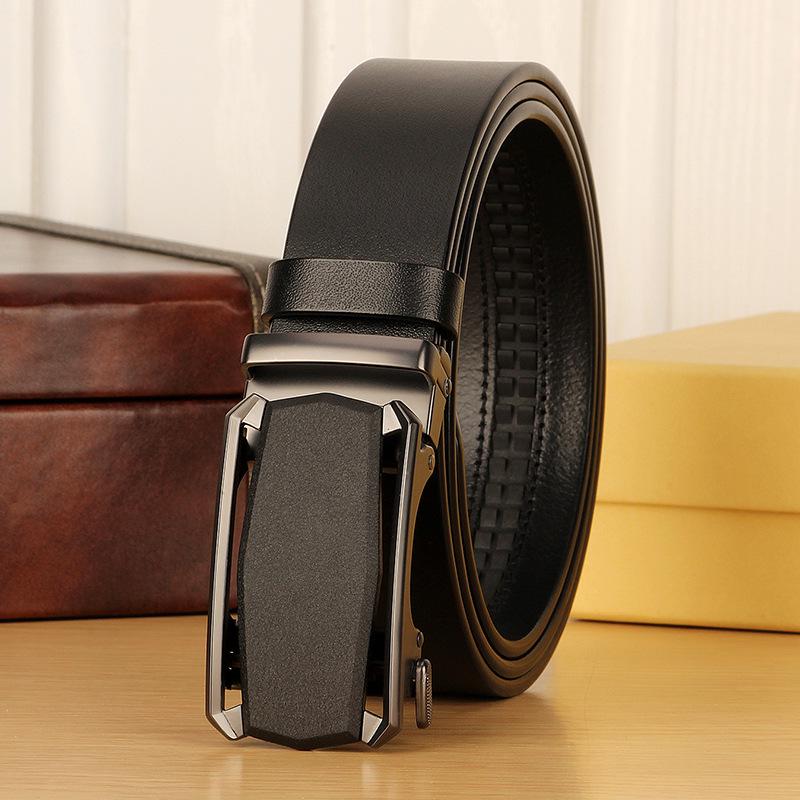 

Мужской ремень из натуральной кожи с полой автоматической пряжкой - Деловой кэжуал, Молодежный к среднему возрасту, Кожа коровья высшего слоя 115 cm чёрный