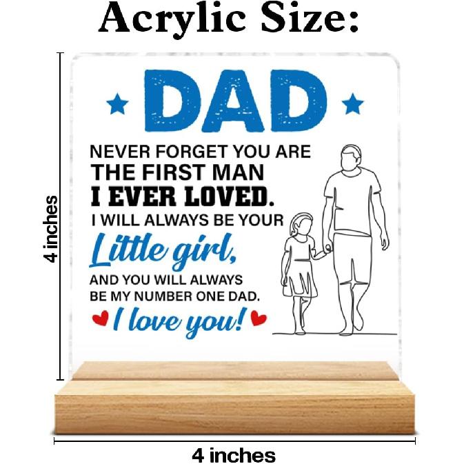 Dad Gift From Daughter, Gifts for Father Fathers Day Birthday, Dad Clear Acrylic Desk Decorative Sign Home Office Desk Decor