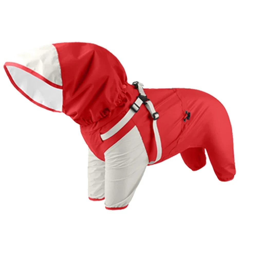 Impermeable Dog Hooded Raincoat for Small medium Dogs Detachable Pet Rain Coat Doberman Corgi mascotas Overalls ubranie dla psa
