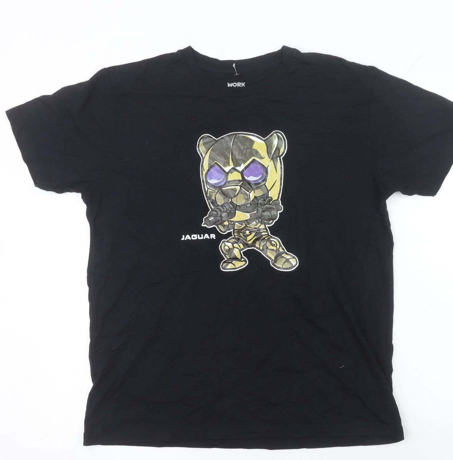 Workpoint Black Womens L Graphic Cartoon Cotton T-Shirt 2XL