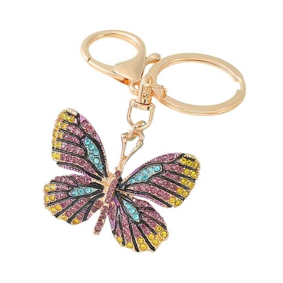 Pig Girl Keychain Rhinestone Enamel Pig Charm with Key Ring Sparkling Cute красный