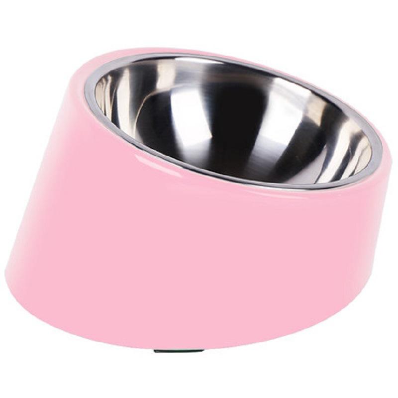 

New Stainless Steel Dog Feeder Anti Rollover Large Capacity Cat Bowl Durable Anti Overturning Neck Protection Bowl розовый