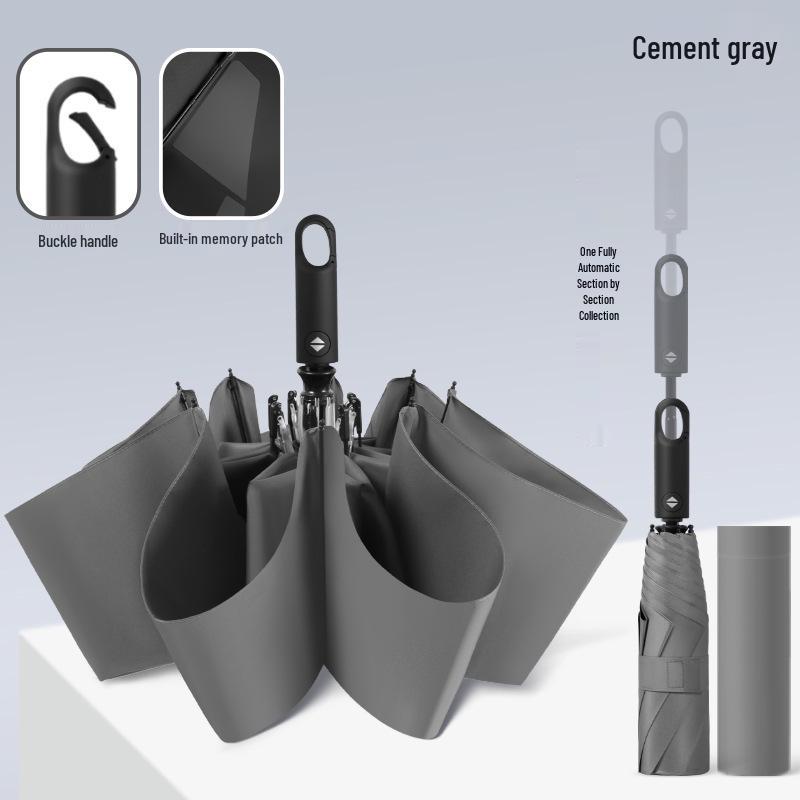 Memory Patch Three-Fold Automatic Umbrella: 8-Bone, Non-Folding, Dual-Use for Sun and Rain.
