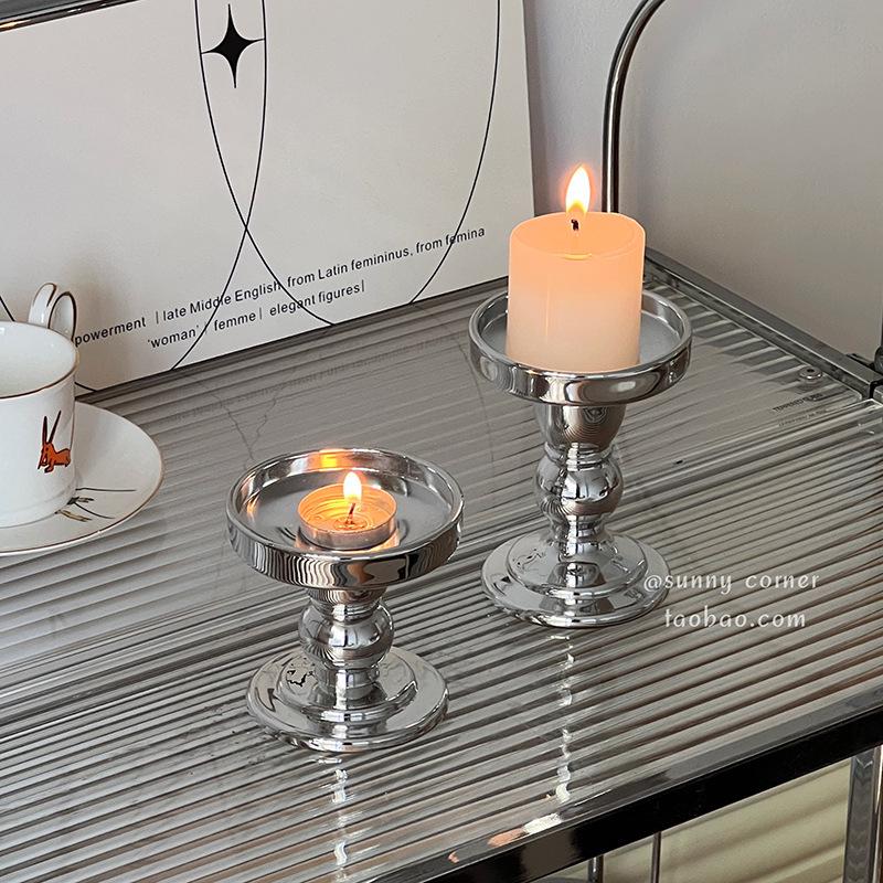 European Retro Roman Column Glass Candlestick - High-End Luxury Scented Candle Holder with Elevated Base
