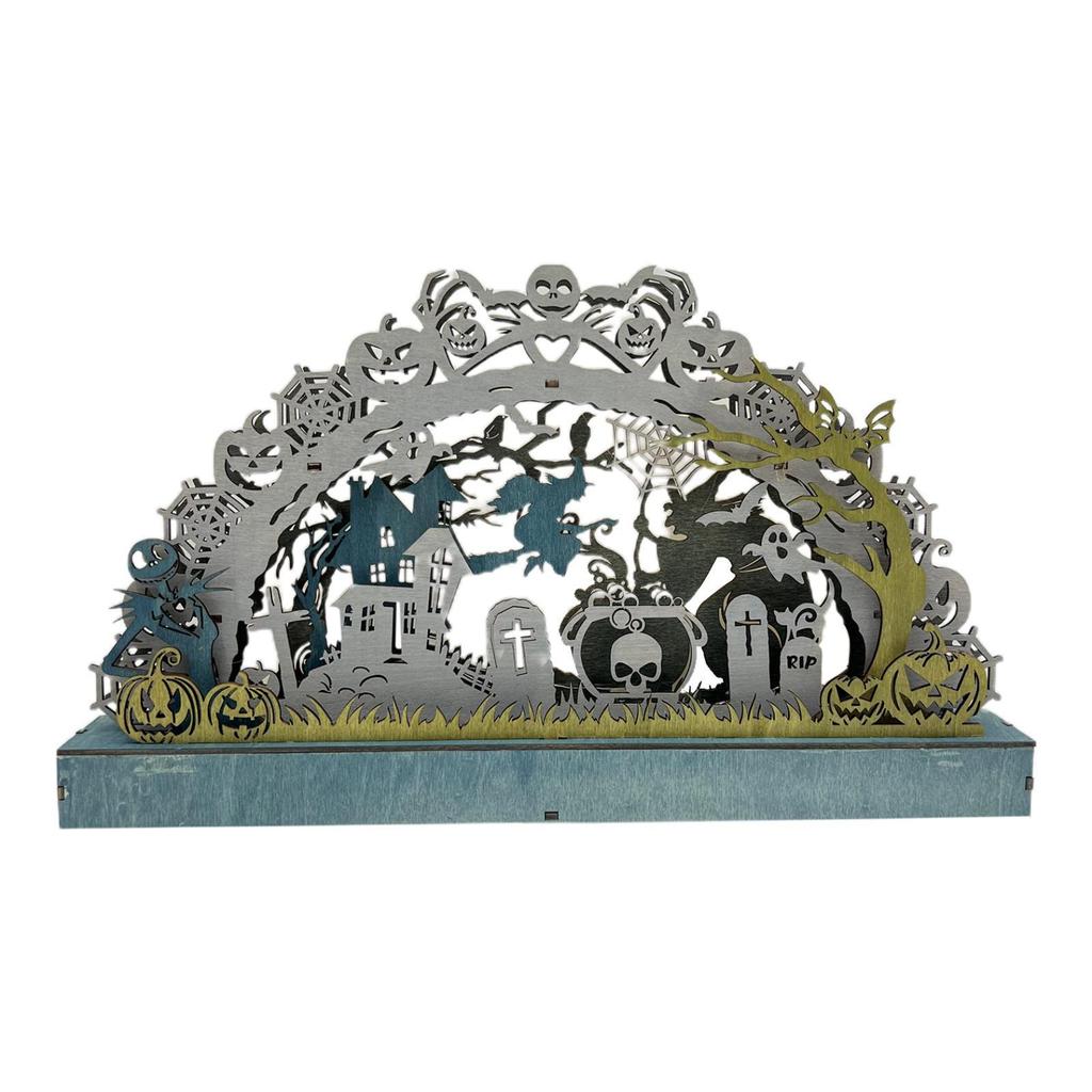 Halloween Decoration Table Centerpiece Wooden Decorative Silhouette Lighted for