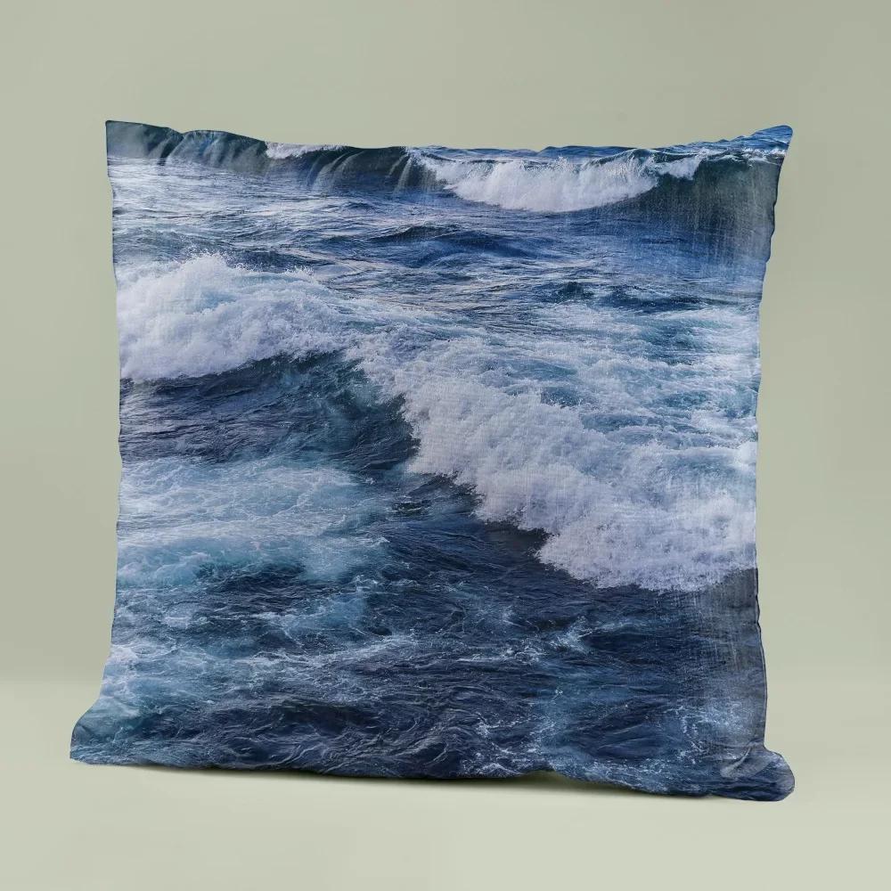 45x45cm Blaues Ozean Seestück Kissenbezug Einfache Strandlandschaft Zuhause Sofa Dekorative Kissenhülle Schlafzimmer Lendenkissen
