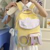 Schoolbag Japanese High-value Ins Plaid Campus Schoolbag for Primary and Secondary School Students, Light Multi-pocket Large-capacity Girl Backpack
