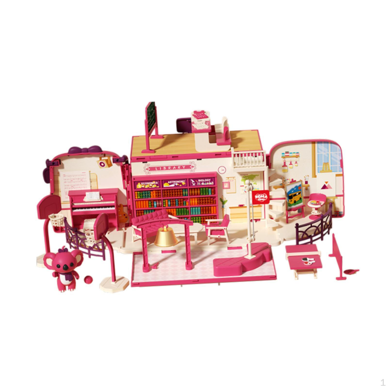 

Кукольные домики Портативный рюкзак для девочек Кукольная мебель Аксессуары Притворяться School Bus