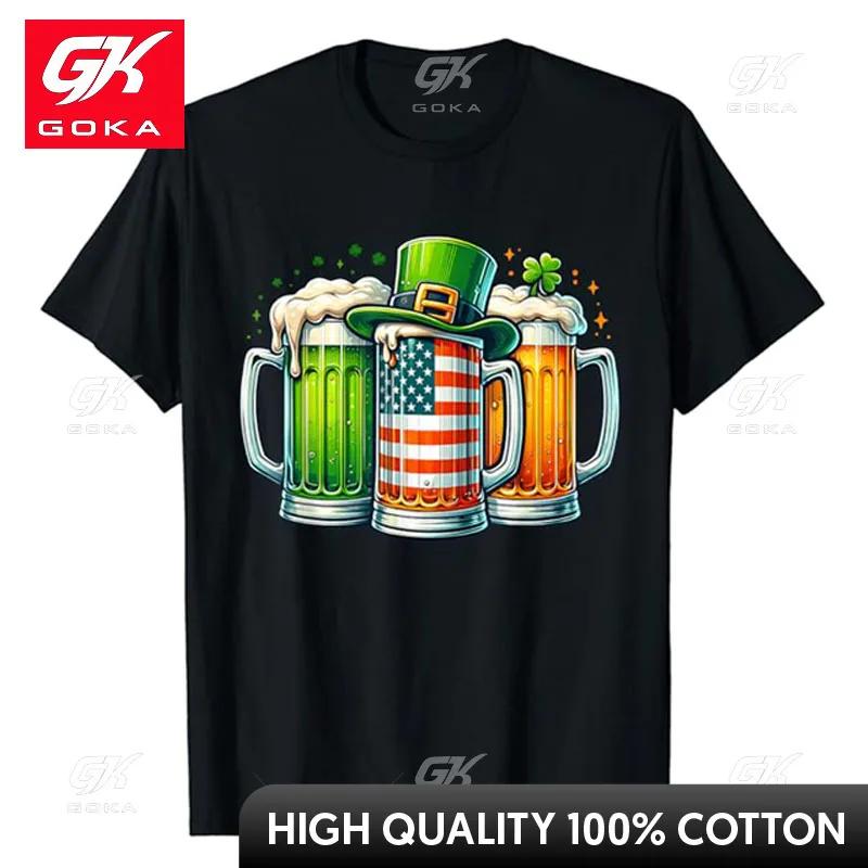 

Irish Beer Ireland St Patricks Day Drinking Party Unisex Women TShirt Funny Drinker Graphic Tee Tops Us American Flag Print Outfit 4XL