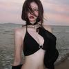 Influencer Daidai's Black Sexy Long-Sleeve Split Bikini with Cover-Up Set