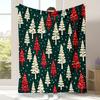 Retro Christmas Tree Snowflake Print Throw Blanket,Warm,Bed,Couch,Reading Nook,Ideal For Winter Gatherings,Birthday Gifts