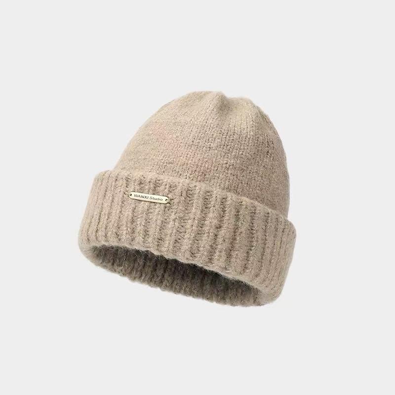 Knitted Wool Hat Women's New Winter Thickened Warm Cold Hat Lazy Windproof Ear Protection Stack Hat