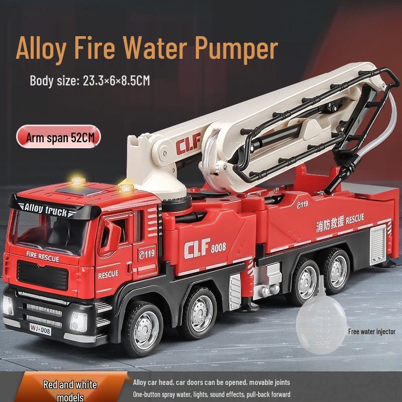 Alloy Water-Spraying Cement Pump Truck Toy Model