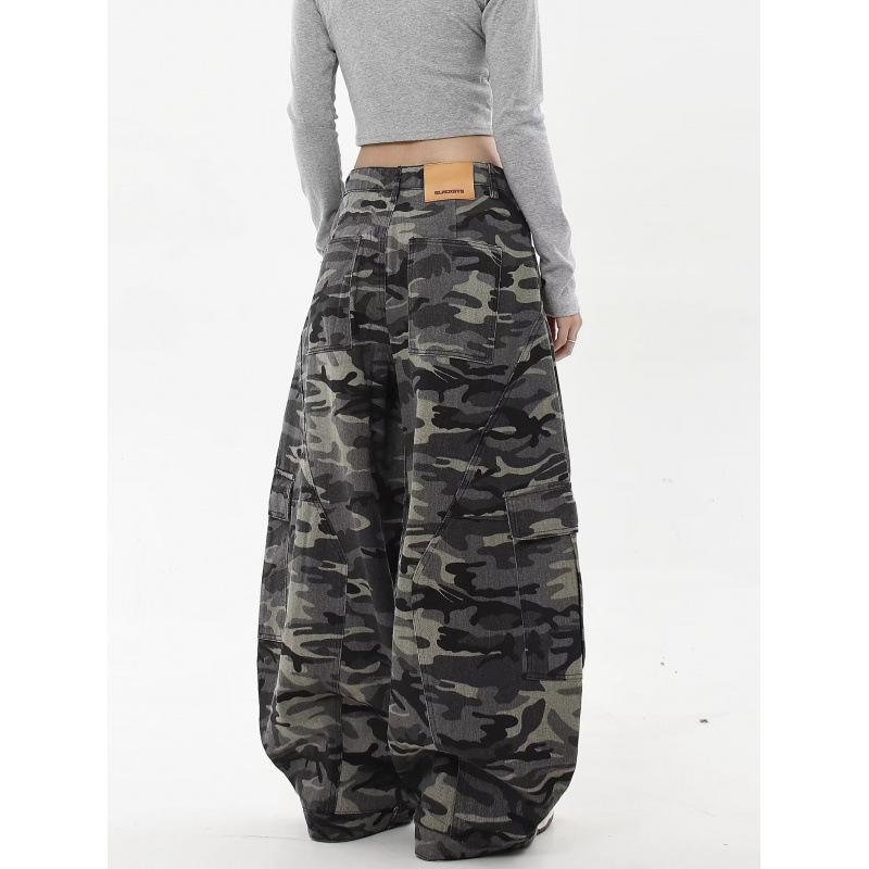 JYL Women s Cargo Pants Punk Camo Spring High-Waist Slim Floor-Length Denim S детские порошок