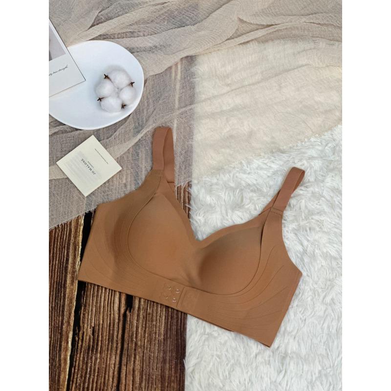 

Traceless front buckle underwear women s small breasts gather thin anti-expansion adjustment type closed breast soft support upper support bra cover 2xl (recommended 85c/90ab) темно-коричневого кольору
