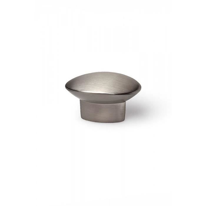 Boutons de meuble - Ovale - Zamak brossé - Lot de 4 - H.24 x l.41 x P.19 mm