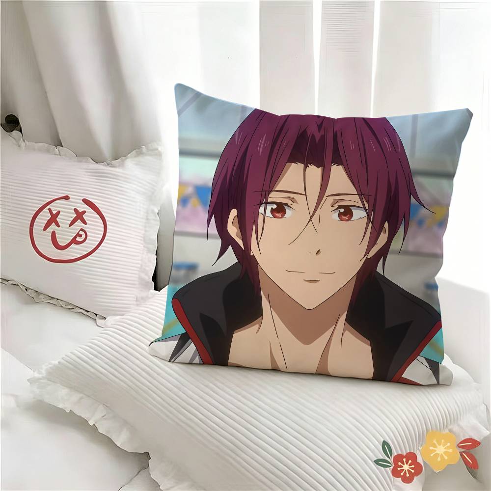 pc Cartoon Rin Matsuoka Pillow Case Fashion Square Pillowcase Bedroom Sofa Room Ins Decoration Leisure
