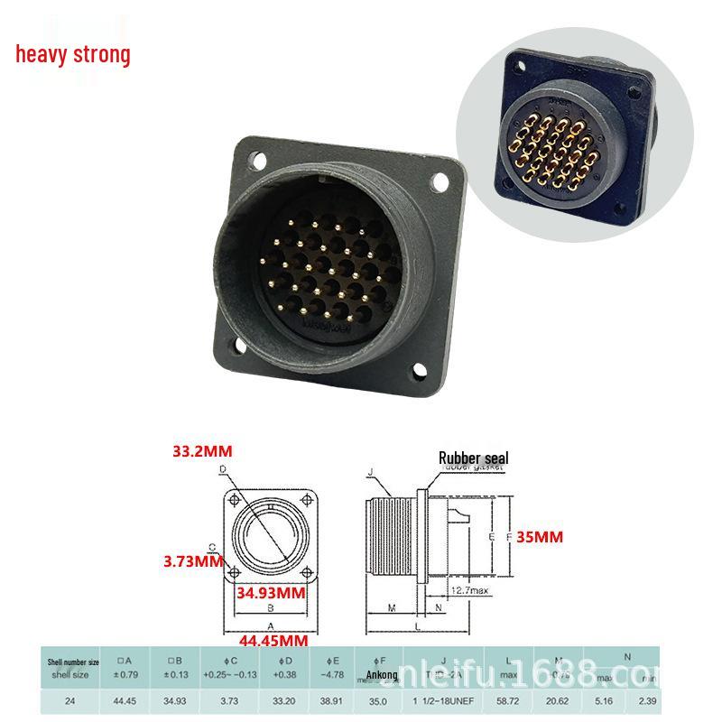 Heavy Duty 24-Pin Male/Female Connector Plug & Socket (US Standard) MS3106A24-28S/MS3102A24-28P