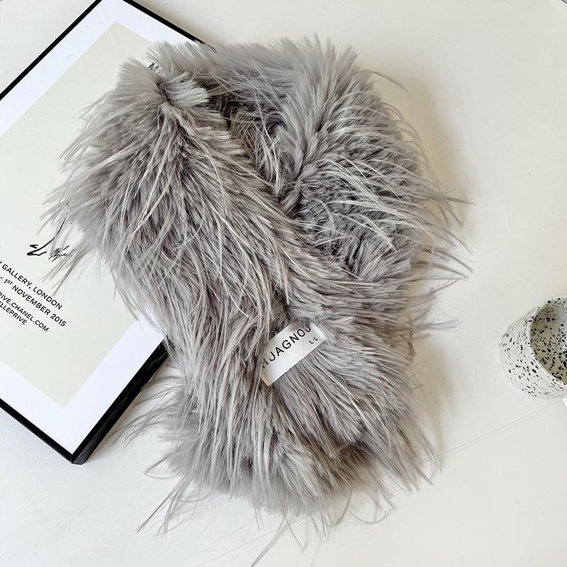 Scarf Women's autumn and winter plush long fine imitation mink collar thickened warm shawl fashionable couple scarf