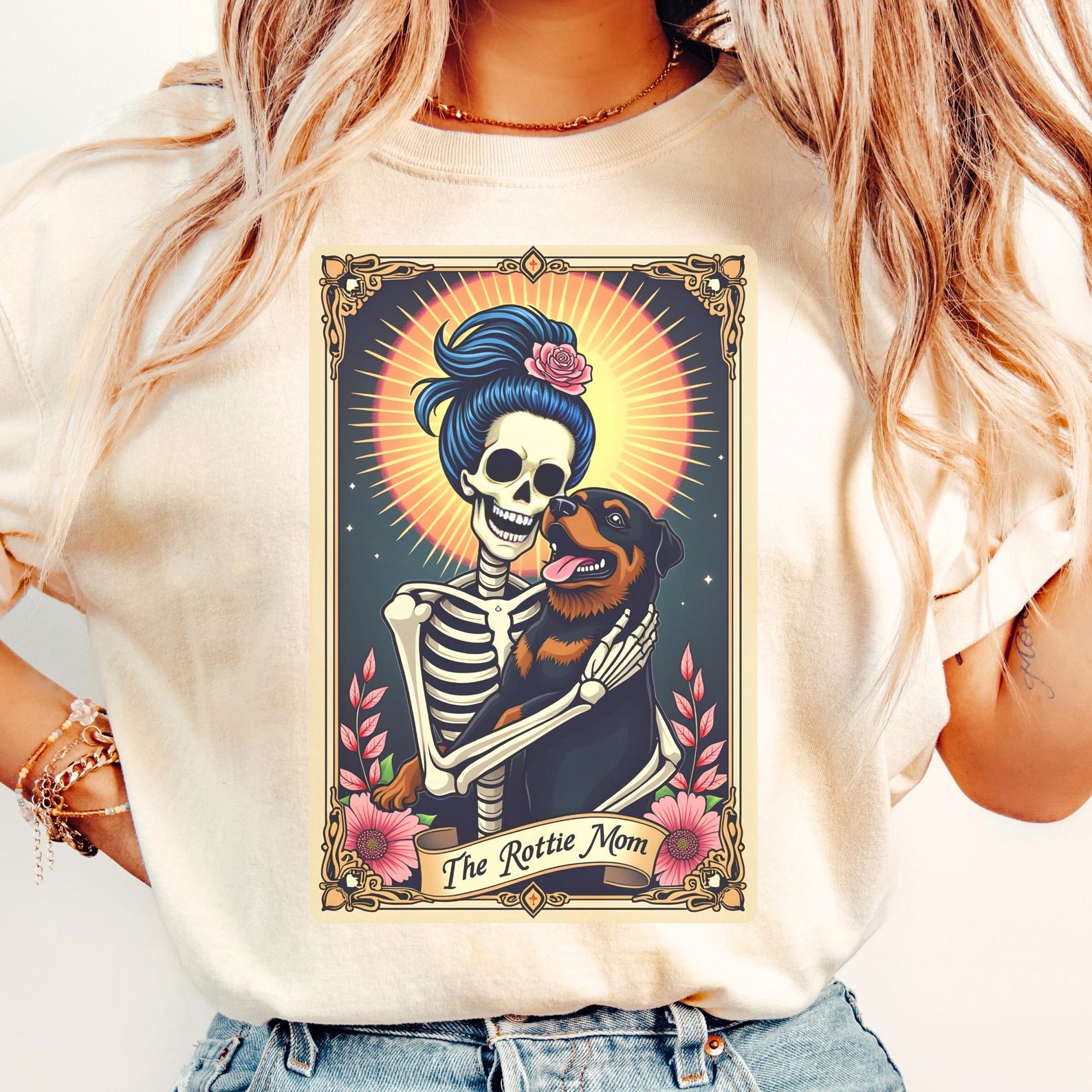 Rottweiler Mom Tarot Card Shirt - Comfort Colors Rottie Dog Tee 2XL