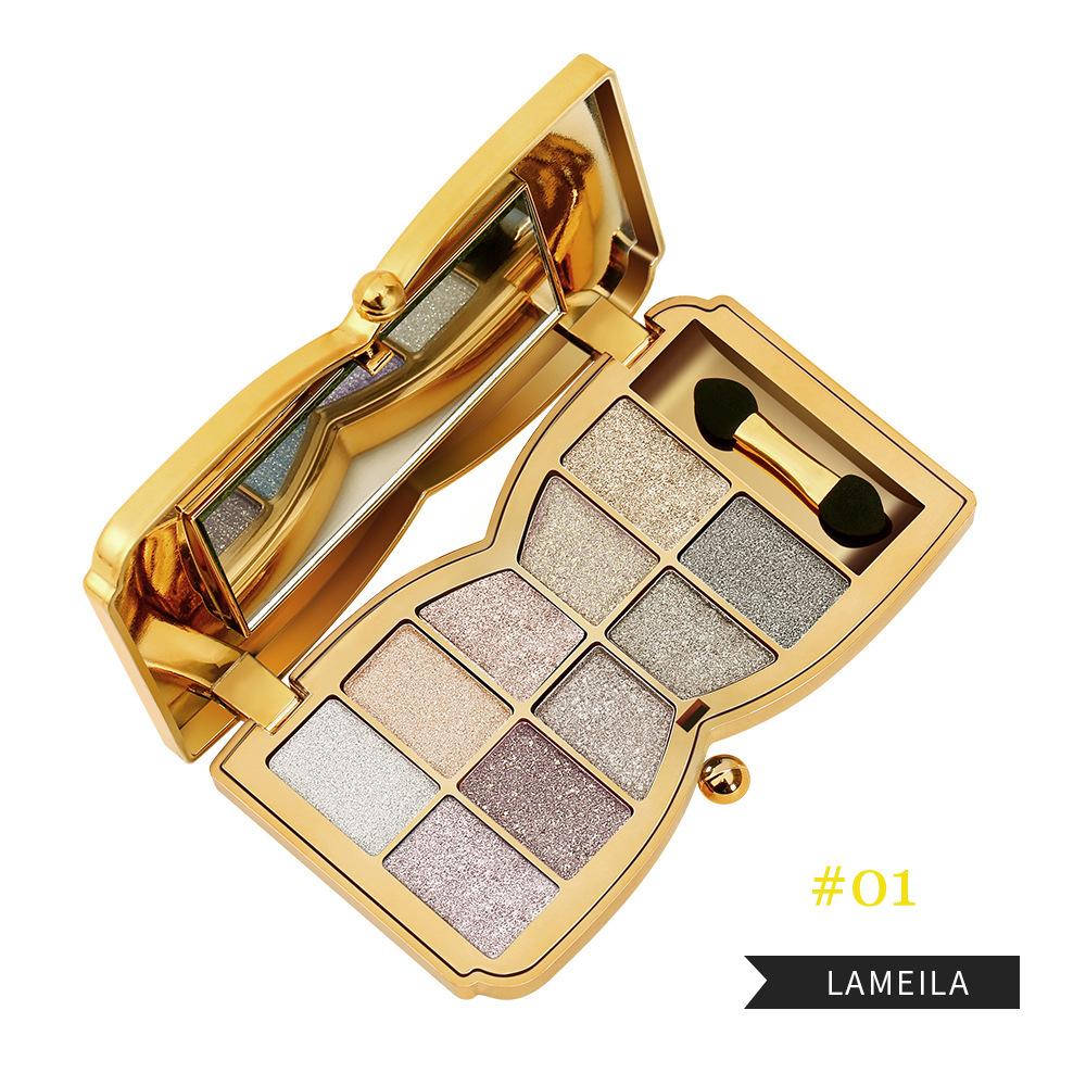 10-color Luxury Shimmer Eyeshadow Palette With Brush And Mirror, Matte And Pearlescent Eyeshadow Palette, Long-lasting And Easy-to-apply Eyeshadow