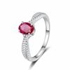 S925 Sterling Silver Egg-Shaped Women's Ring with Green Nano, Red & Blue Diamonds - Luxurious, High-End Silver Jewelry.