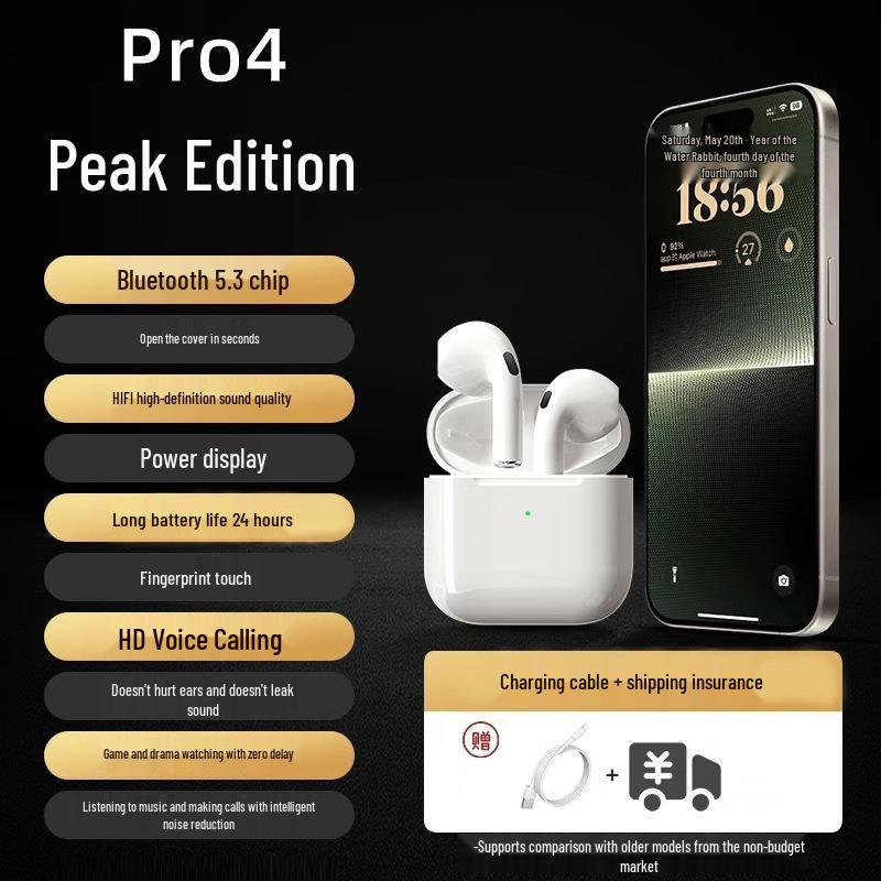 "Pro4 Fifth Gen True Wireless Bluetooth Headset: 24-Year Edition with Noise Reduction, Comfortable Fit, Long Battery Life, and High Power"