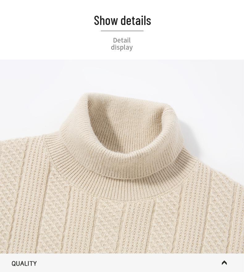 Korean High Neck Men's Jacquard Knit Sweater - 2025 Winter Casual Style
