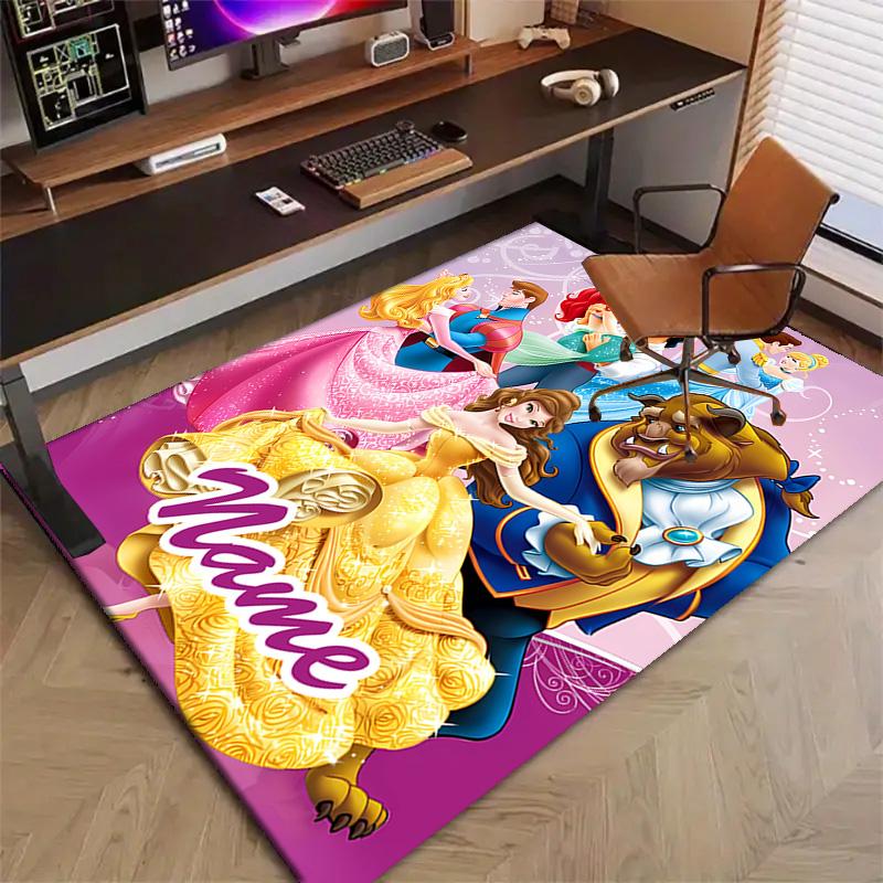 Custom Princess Mat Personalized Name, Polyester Washable Indoor Entryway Rug, Gift for Christmas, Easter, Thanksgiving Day