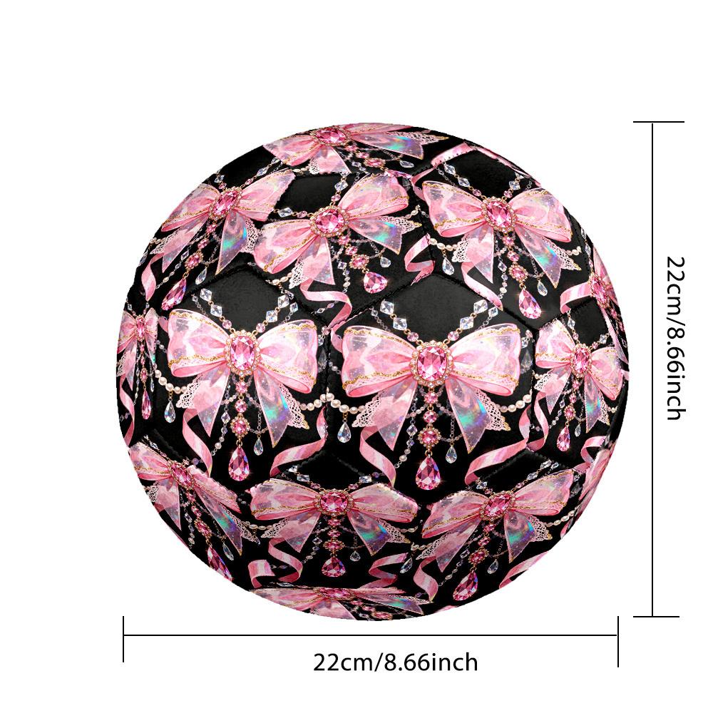 1pc Pink Bow Jewelry Theme Soccer Ball Football, Size 5, Lightweight PVC, Outdoor Training Soccer Ball,Gift c65147