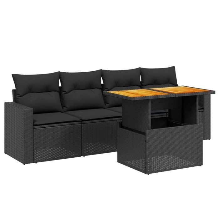 VidaXL Garden Lounge Set with Cushions 5 Pcs, Patio Sofas, Patio Furniture Set, Outdoor Furniture, Black 3271188