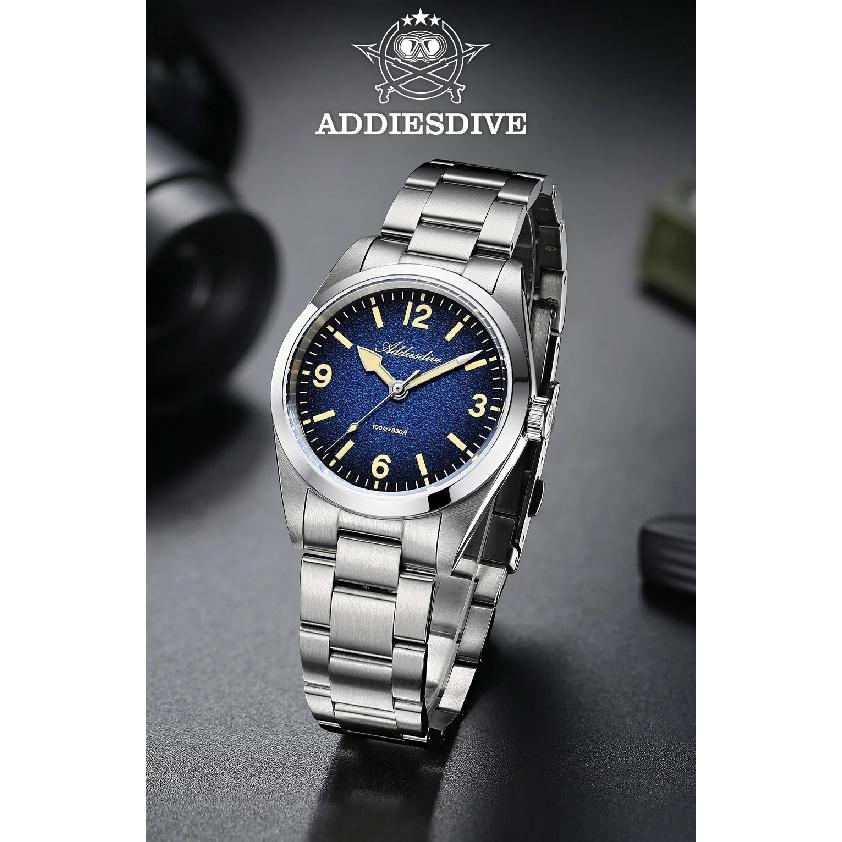 ADDIESDIVE Men’s Waterproof Quartz Watch AD2544 316L Stainless Steel C3 Retro Luminous Sapphire Fashion 37MM Wristwatch For Men