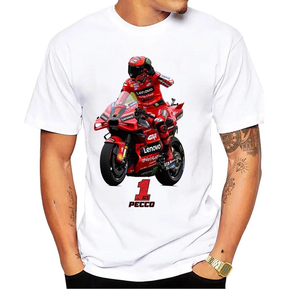 Francesco Bagnaia Pecco 1 GP Riding T-Shirt Hip Hop Boy Rider Casual T Shirt Pecco 63 Man Motorcycle Sport Racing White Tees