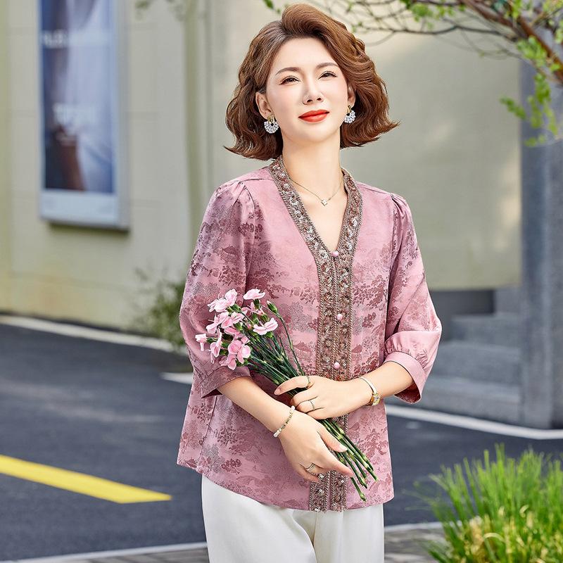 

2026 Spring Women s Elegant Short Jacquard Tang Suit Jacket with Frog Button XL (recommended 90-105 jin) розовый