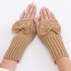 Bow Knitted Gloves Cycling Gloves Half Finger Gloves Fashion Twists Gloves  Autumn