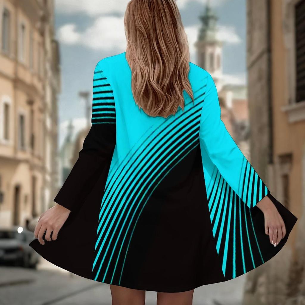 Women's Gradient Stripe Speckle Ethnic 3D Print Long Sleeve Open Front Cardigan, Casual Loose Fit Lightweight Street Style Outerwear