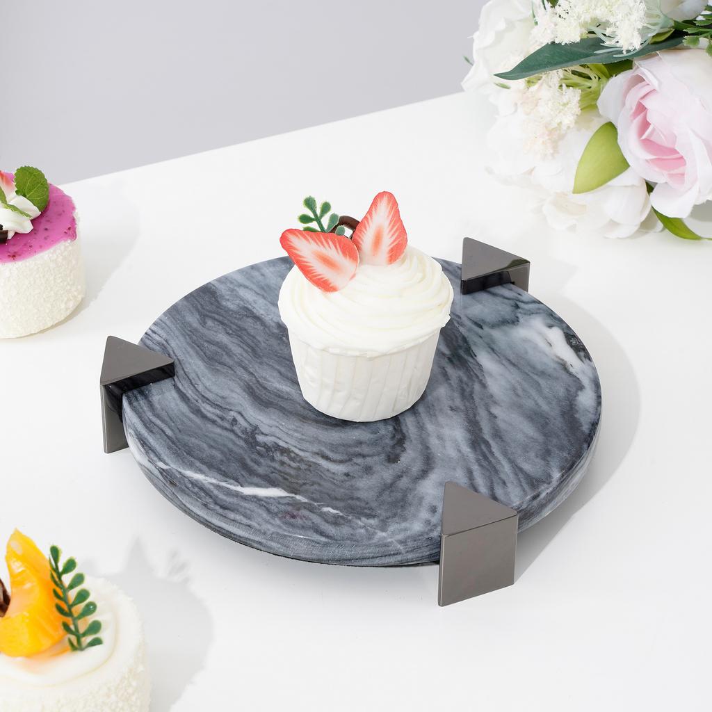 Marble Tray Round Cake Display Stand Dessert Plate Afternoon Tea Cake Tray  Trays Decorative Wedding Table Storage Fruit Plate