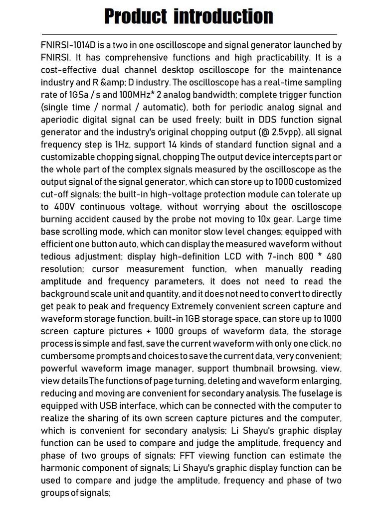 FNIRSI 1014D 100MHz Dual Channel Digital Storage Oscilloscope & Signal Generator